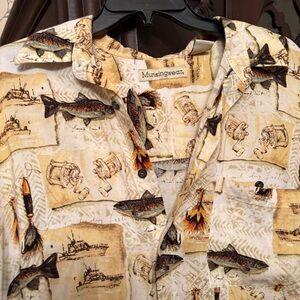 Vintage Munsingwear Fishing Print Shirt